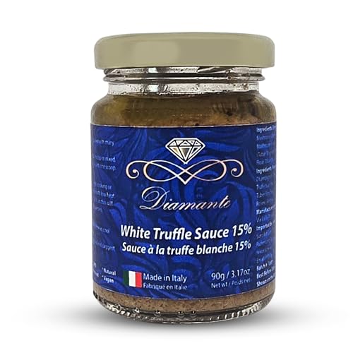 Diamante Italy Black Truffle Sauce with High 15% Black Truffle Content - Authentic Italian Gourmet Black Truffle & Mushroom Sauce - Non GMO, Vegan & Made in Italy - 90g