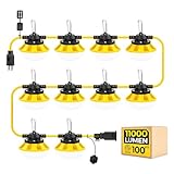 HYANGLUX 100ft Construction String Lights: 100w 11000lm ETL Certified Bright Industrial Outdoor Temporary Lighting Led Hanging IP65 Waterproof 18AWG Wire Work Light for Attic Jobsite Garage