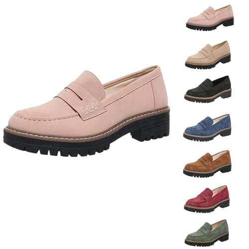 Mocasines De Plataforma, Mocasines Para Mujeres Cómodos, Mocasines De Plataforma Para Mujeres, Mocasines Cómodos Y Casuales Con Ponerse, rosa, 40 EU Large