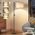 GyroVu Floor Lamp for Living Room, Adjustable Height Standing Lamps with 350° Rotate Beige Lampshade, 67.5-Inch Modern Tall Lamp Dimmable Floor Lamps for Corner Bedroom Home Office (Bulb Included)