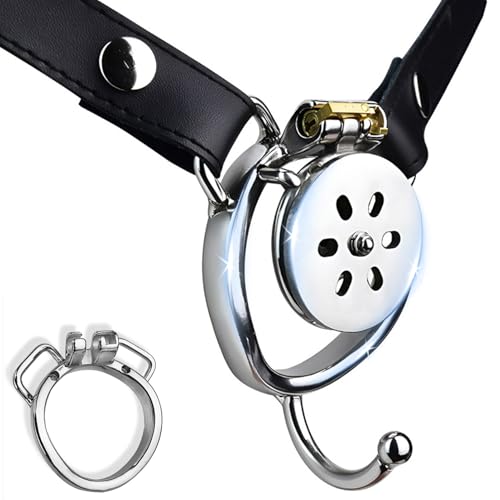 Cage de chasteté pour hommes Set avec dilatateur et ceinture de chasteté Métal Cage de chasteté plate Négatif Portable Extrême SM Cock Bondage Sex Toys pour hommes, couple (40mm-Arc ring,193+Belt)
