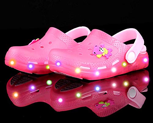 Nishiguang Kids Cute Led Flash Lighted Garden Shoes Clogs Sandals Children Boys Girls Toddlers Summer Breathable Slippers Pink 22 #TOP1