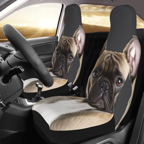 Housses de siège de voiture lavables et respirantes en tissu doux motif bouledogue