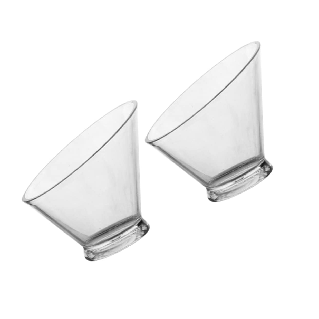 Cabilock 2Pcs Clear Plastic Ice Cream Bowls Household Serving Bowls for Salad Snacks Stylish Angled Design for Parties Everyday Use