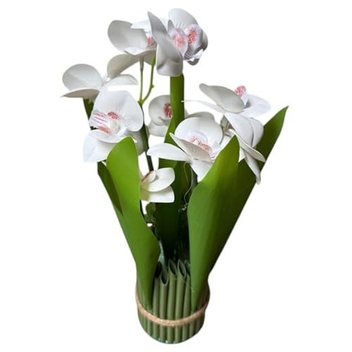 Image of Garden Art Pack of 1 Artificial Phalaenopsis Orchid Bonsai Bunch, 6 Heads, 9 Flowers, 31cm GAAPHOB-6H-31W (White)