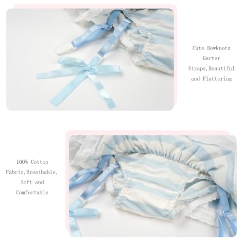 Image of Japanese Striped Panties Bikini Cotton Anime Blue Pink Cosplay Underwear 2 Pack Briefs