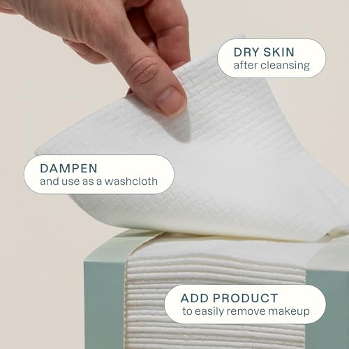 Image of Cliganic Clean Face Towels XL, Bulk Size (200 Count), Disposable, Ultra-Absorbent, Hypoallergenic & Soft - Makeup Remover Dry Wipes, Pamper Your Face, Hygienic Towelettes, for All Skin Types