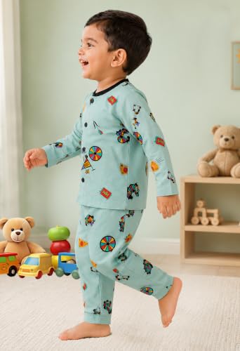 Image of 3BROS BodySuit /Dress for Boys /Girls Full Pajama & Casual Full Sleeves Night Suit Top Combo Kids Set