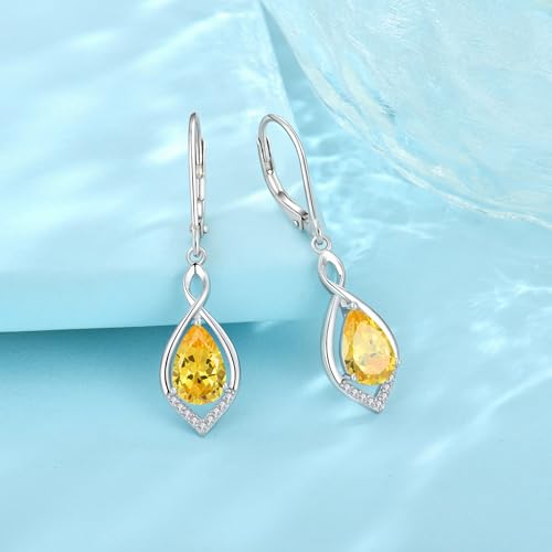 Infinity Teardrop Earrings 925 Sterling Silver Dangle Drop Leverback Earrings Birthstone Jewelry for Women4
