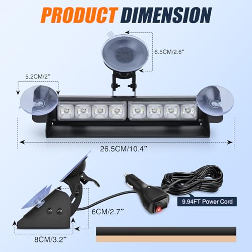 Image of Nilight 8LED White Traffic Advisor Strobe Light Bar Hazard Safety