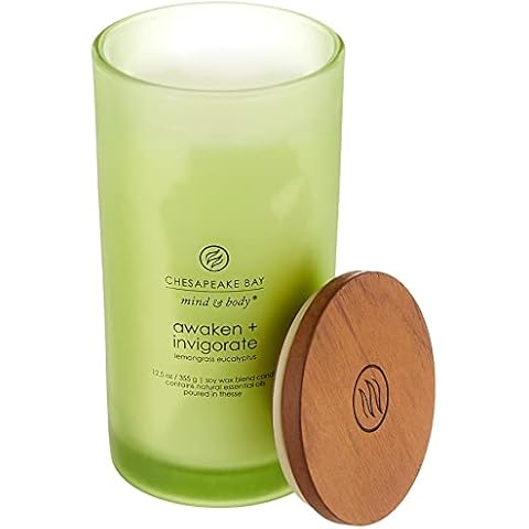 Chesapeake Bay Candle Candle, Awaken + Invigorate (Lemongrass Eucalyptus), Soy Wax, L Jar Cover