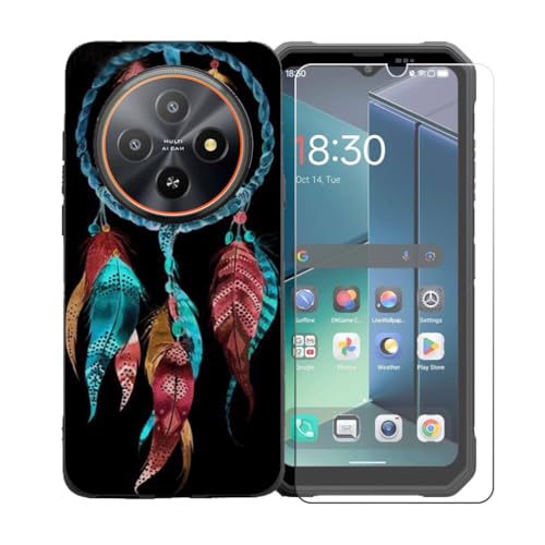 LCEHTOGYE �K�p Blackview Fort 2 +�����K���X�X�N���[���v���e�N�^�[�p�P�[�X�A�K�p Blackview Fort 2 (6,56")�ƌ݊����̂���u���b�N�\�t�gTPU�V���R���Q���P�[�X�ی�J�o�[ BST3