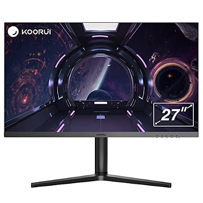 KOORUI FHD 27 Inch Monitor, Fast IPS Screen (1920 * 1080P, 165HZ 1ms, DCI-P3 90%, DP 1.2+HDM I.4+Type-C Autdio, 300cd/m2), Rotating Stand, Narrow Bezel on Three Sides, Black Blue