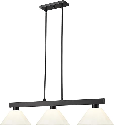 Miniatura 4 de Cobalto - Billar de 3 luces con sombra, 8 pulgadas de alto y 14 pulgadas de ancho, acabado negro mate, color blanco