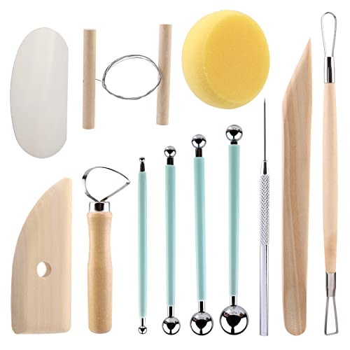 Lokunn Clay Tools Kit, 15 Pcs Ceramic Clay Sculpting Tools Set For Beginners, Dotting Tools Ball Styluses Kits For Rock Painting Pottery Craft Baking, Carving, Drawing, Dotting, Molding, Shaping #TOP7