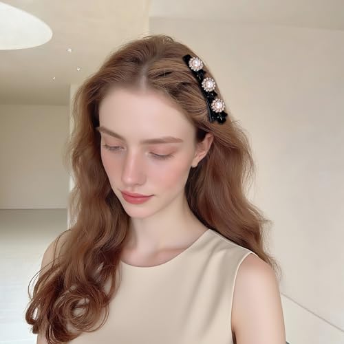Set de 8 pinzas trenzadas para cabello con piedras y perlas miniatura 5