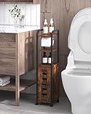 Hzuaneri Bathroom Storage Cabinet - Toilet Paper Storage Cabinet, Small Toilet Paper Holder with 4 Wheels, Bathroom Organizer with Adjustable Shelf, for Small Spaces, Rustic Brown BC04601X