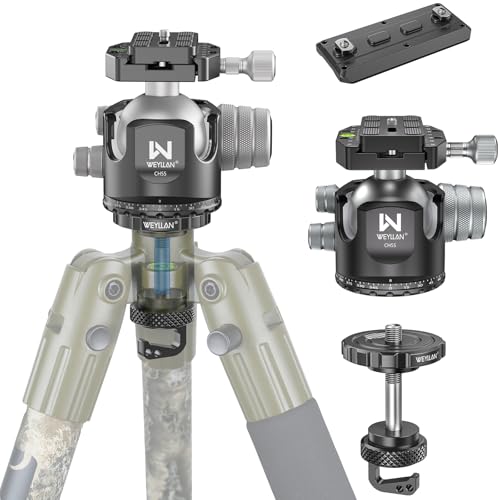 55mm Low Profile Arca Ball Head & Tripod Ball Head Conversion for BOG DeathGrip WEYLLAN CH55 & BA5 Camera Tripod Head Mount with All Metal Converter Adapter Mlok Rail Arca Swiss Quick Release Plate