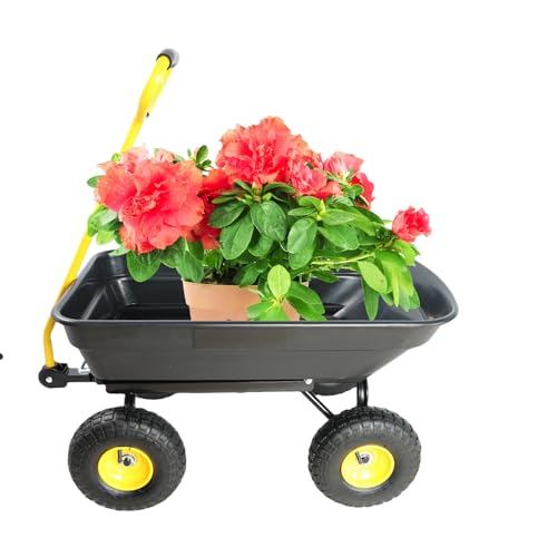300Lbs Capacity Garden Dump Cart with 180° Rotating Handle & 10" ...