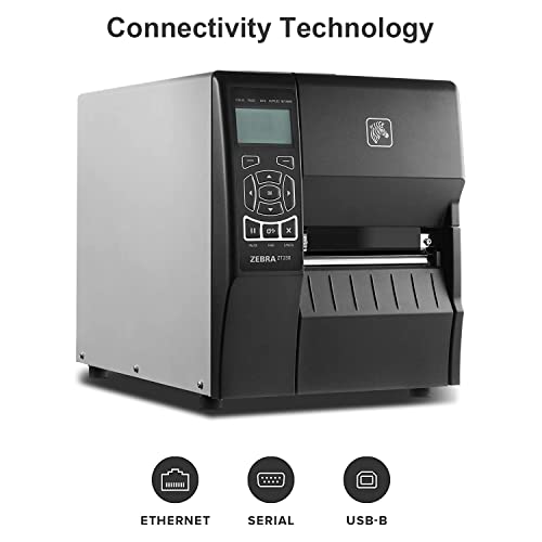Zebra Zt230 300 Dpi Thermal Transfer And Direct Thermal Industrial Label Printer - Ethernet, Serial And Usb Connectivity - 4" Print Width, 6 Ips - Zt23043-T01200Fz, Jttands Printer_Cable #TOP2