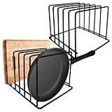 Homaisson Kitchen Pan Organizer Pot Rack 2 Pack,5-Slot Holder for Thin Pans Baking Trays and Cutting Boards for Kitchen Countertop Cabinet Storage