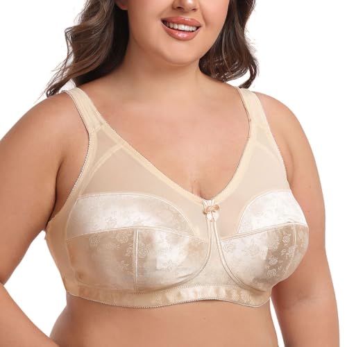 Women's Plus Size Unpadded Bra Full Coverage Wirefree Minimizer Lace Bras2