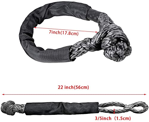Zamlie Soft Shackle Recovery, 1/2 Inch X 22 Inch Soft Shackle (58,000 Lbs Breaking Strength) With Protective Sleeve For Off-Road Sailing Trucks, 4X4，Utv, Atv(Black, 2 Pack Soft Shackle) #TOP4