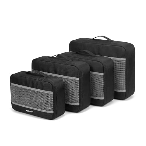 Image of CRALOFT Packing Bags for Travelling, Travel Organizer Bag, Cloth Organizer for Travel, Suitcase Organizer for Travelling, Travel Organiser Bags 4 Piece Set (1 Large, 2 Medium, 1 Small, Black)