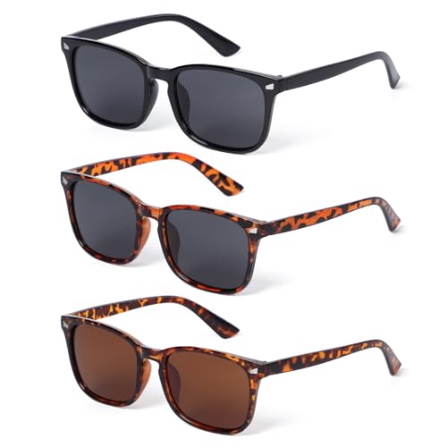 InfiniZer 3 Pack Polarised Sunglasses Womens Trendy Retro Square Ladies Sun Glasses UV400 Protection