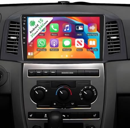2G+64G Car Stereo for Jeep Grand Cherokee 2004-2007 with Wireless Carplay Android Auto 10.1" Touch Screen Bluetooth Car Radio with Mirror Link GPS Sat Nav FM HD Reverse Camera
