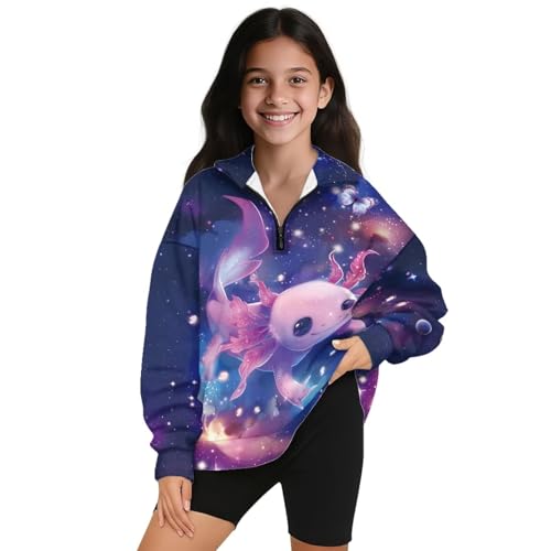 Girls Sweatshirt Kids Jacket Zipper Hooded Top Students Coat Fall Long Sleeve Hooded Shirts Zip Up Novel Activewear