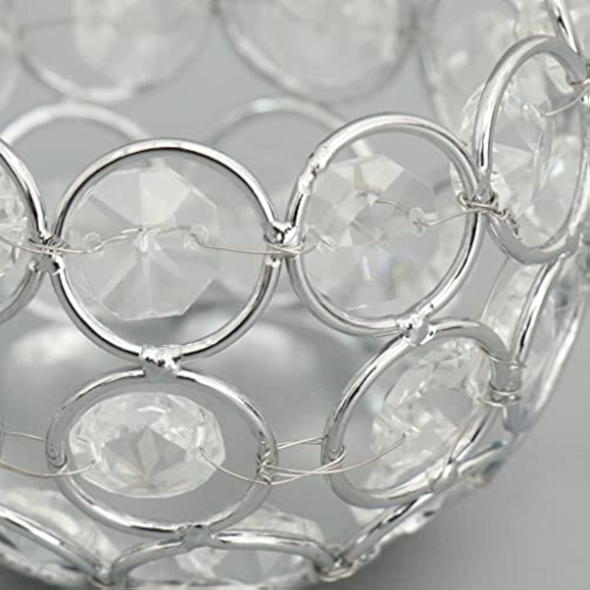 3x Crystal Candle Holder Centerpiece, Silver