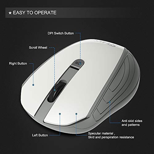 Splaks Wireless Optical Computer Mouse, 2.4Ghz Wireless Mice Portable Office Mouse, Left Or Right Hand Mouse 3 Adjustable Dpi, 4 Buttons With Nano Usb Receiver For Computer, Laptop, Macbook #TOP4