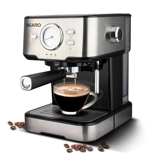 AGARO Imperial Espresso Coffee Maker, Coffee Machine, 15 Bars, With Foaming Milk, Frother Wand for Espresso, Cappuccino, Latte and Mocha, Steam Espresso Maker For Home, Adjustable Milk Frothing and Double Temperature Control System, Stainless Steel, 1100W.
