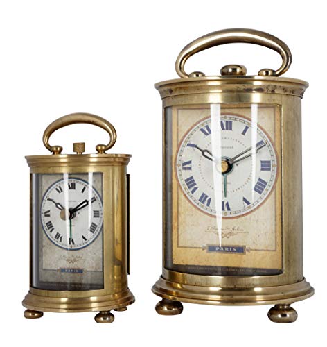 Antique Brass Carriage Alarm Table Clock