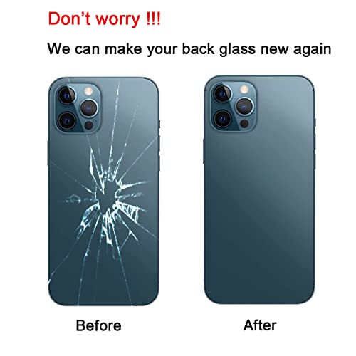 Perzework Oem Rear Back Glass Replacement (Pacific Blue) Compatible With Iphone 12 Pro Max 6.7 Inches All Carriers With Pre-Installed Adhesive And Repairing Tool Kits #TOP4