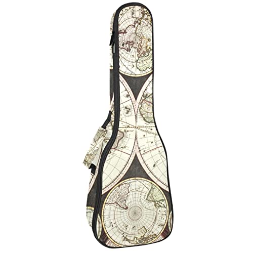 Sac ukulélé ténor et soprano étanche rembourré imprimé carte du monde vintage