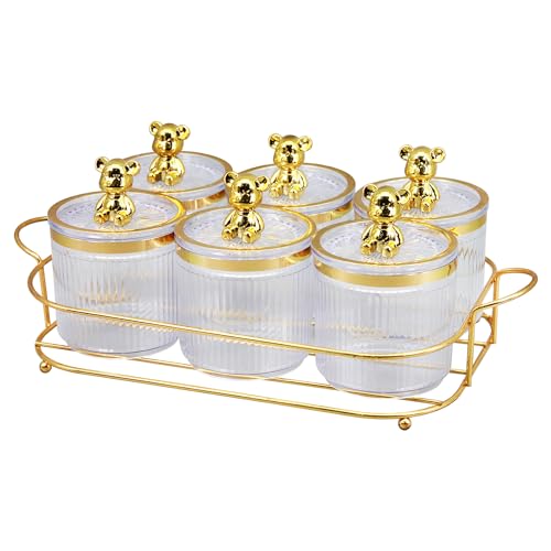 Jinsongdafa Metal Tray With Cover - 6 Removable Snack and Candy Tanks, Food Dispenser, Biscuit Jar, Airtight Storage for Jewelry, Condiments - White 6-Grid