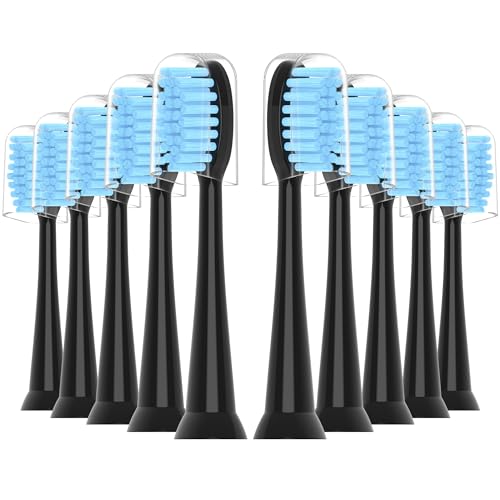 CILGEWH Replacement Toothbrush Heads 10 Pack Compatible with AquaSonic Black Series for Vibe Series Black Series pro and for Duo Series pro Electric Toothbrush Balck