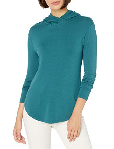 Amazon Brand - Daily Ritual Women's Supersoft Terry Long-Sleeve Hooded Pullover, Teal, Medium