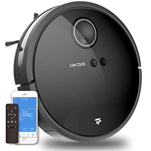 TECBOT S2 Robot Vacuum Cleaner with Intelligent Visual Map and Navigation, 2000Pa WiFi/App/Alexa, Self-Charging, Very Suitable for Pet Hair, Carpets, Hard Floors, 150 Minutes Running Time