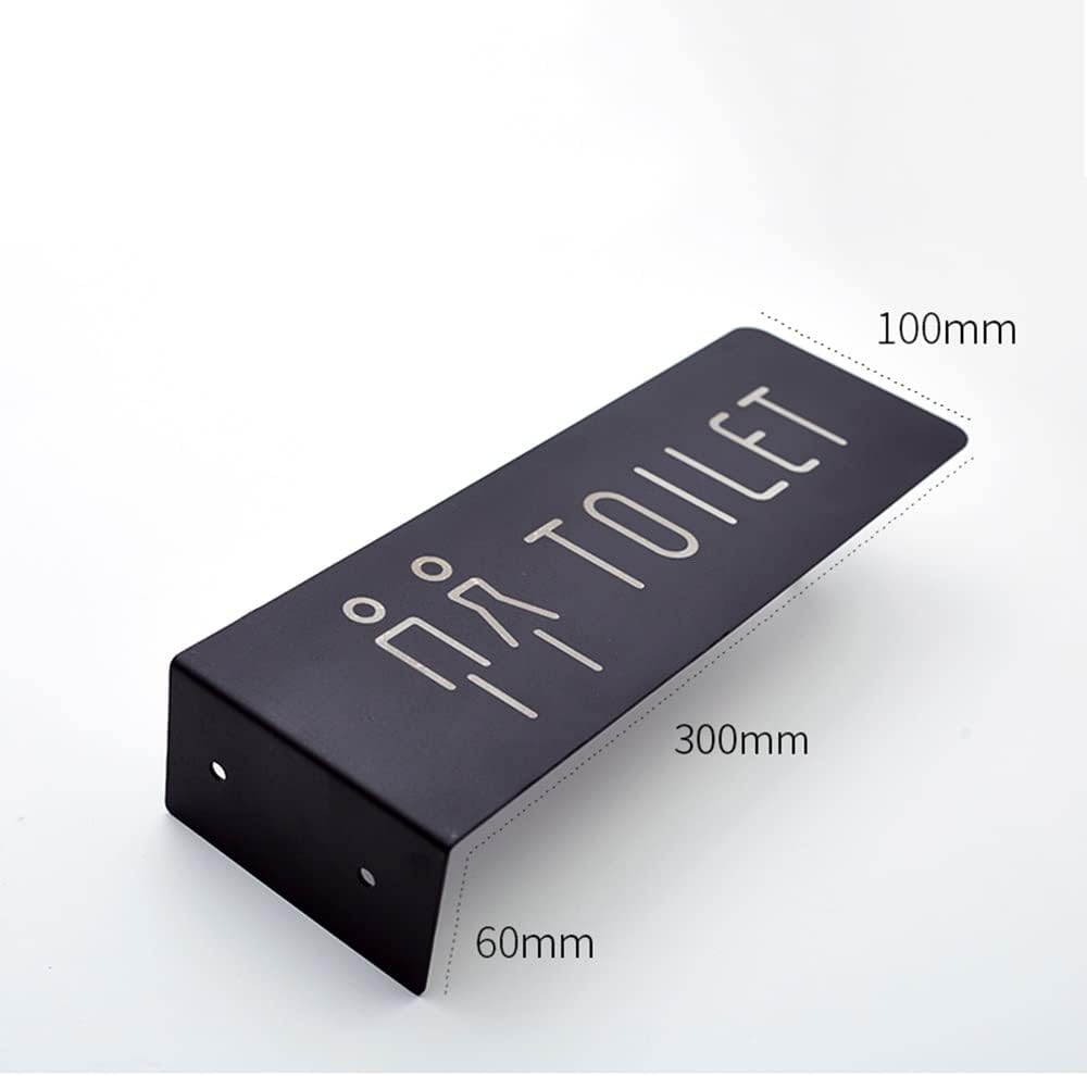 Men and Women Toilet Arrow Signs, Double -Sided Toilet Washroom Bathroom Door Sign Toilet Metal Iron Signs 30x10cm (Color : Bend on The Left)