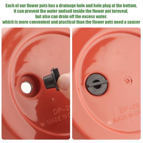 Image of RooTrimmer 5 Pack 10 Inch Plant Pots Lightweight Planters with Drainage Holes,Durable Indoor & Outdoor Flower Pots for Garden,Patio & Home Decor(Pottery Red)