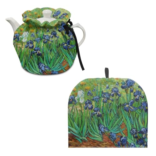 DISNIMO Irise Van Gogh Tea Cozy for Teapot Tea Pot Dust Cover Tea Cozies Set of 2, Kitchen Home Decorative Tea Cosy with Insulation Pad for Housewife, Friend, Mom
