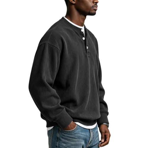 Corduroy Long Sleeve Henley Shirts for Men Casual Pullover Fall Shirt - image 4