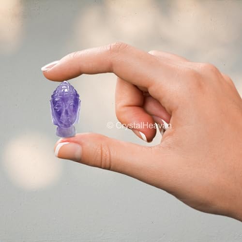 Image of Amethyst Crystal Buddha Head - Healing Stone Statue for Car, Living Room, Good Luck and Feng Shui Reiki Gift