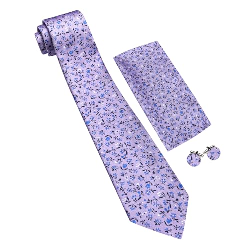 Image of Barry.Wang Ties for Men Silk Tie Sets Polka Dot Woven Necktie Pocket Square Cufflinks Business Wedding