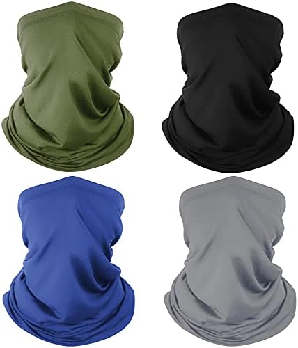 4 Pack Neck Gaiter Breathable Bandana Mask for Outdoor Protection, Washable Reusable Cooling Gator Mask Face Scarf Cover Protect from Dust Sun for Men Women Fishing Cycling Running Facemask Gaitor