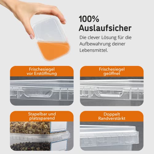 Marzoon 15 Stück Plastikdosen Set mit Deckel – Eckige, Transparente Kunststoffbehälter 280 ml Universaldosen – Feinkost & Saucen - Industriestandard - Aufbewahrungsdosen