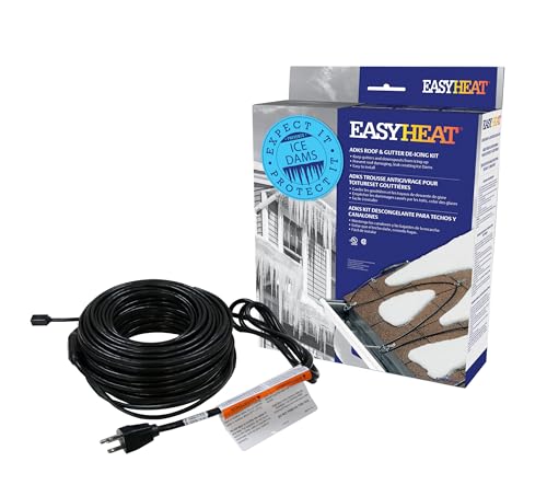 EasyHeat 30' Roof Deicing Cable, For Roof and Gutters, Pre-assembled for Ice and Snow Damage Prevention, 150 Watts